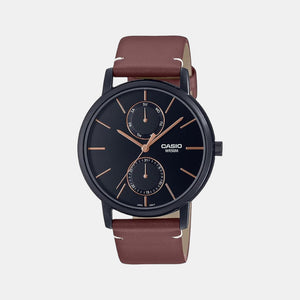 Enticer Men Quartz Black Dial Chronograph Leather Watch A2062