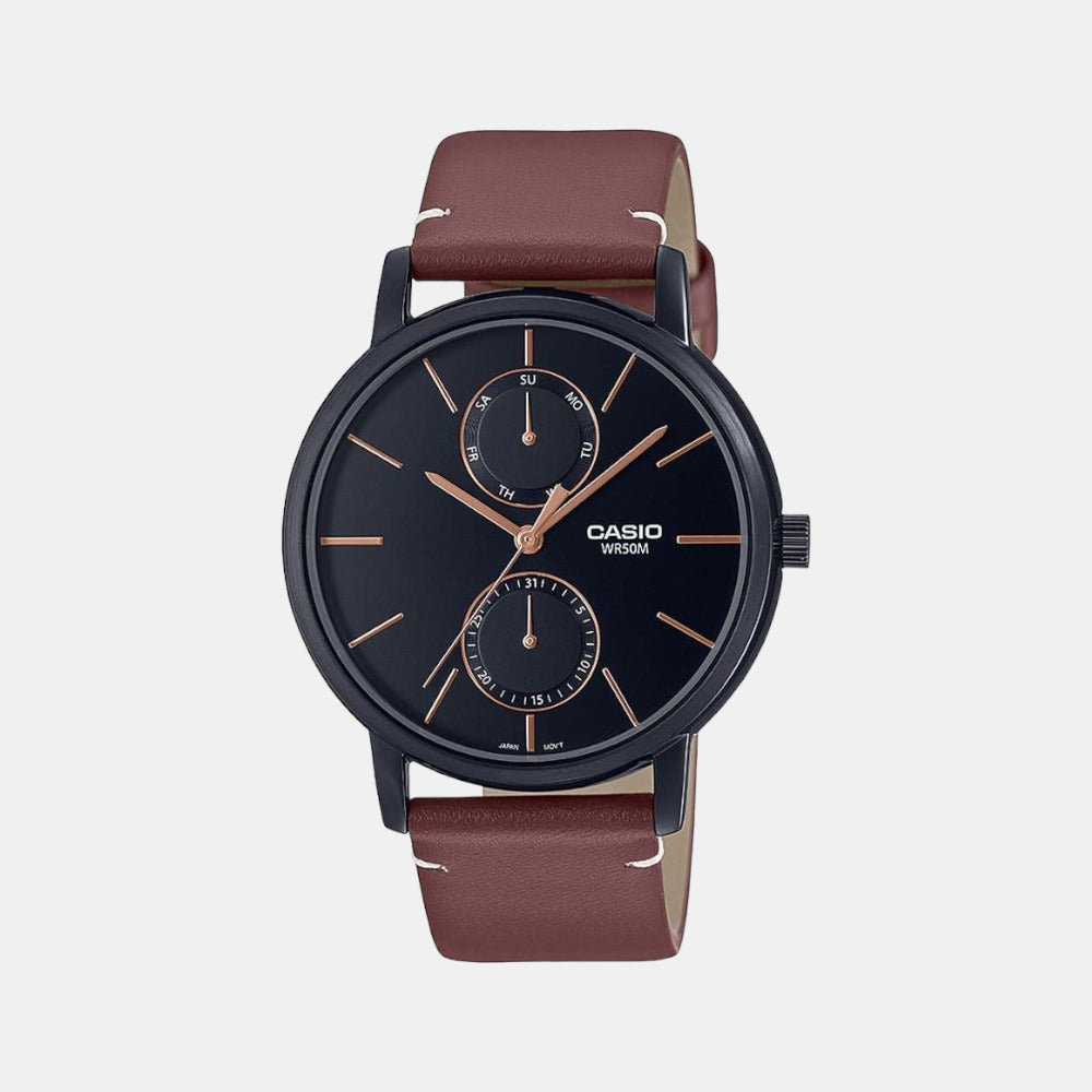 Enticer Men Quartz Black Dial Chronograph Leather Watch A2062