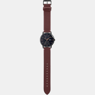 Enticer Men Quartz Black Dial Chronograph Leather Watch A2062