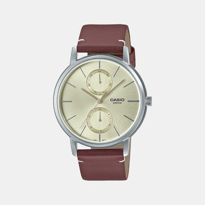 Enticer Men Quartz Off White Dial Chronograph Leather Watch A2063