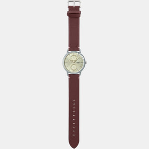 Enticer Men Quartz Off White Dial Chronograph Leather Watch A2063