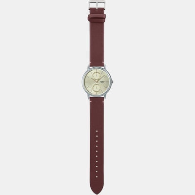 Enticer Men Quartz Off White Dial Chronograph Leather Watch A2063