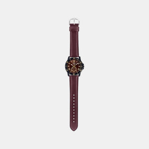 Enticer Men Quartz Brown Dial Chronograph Leather Watch A2071