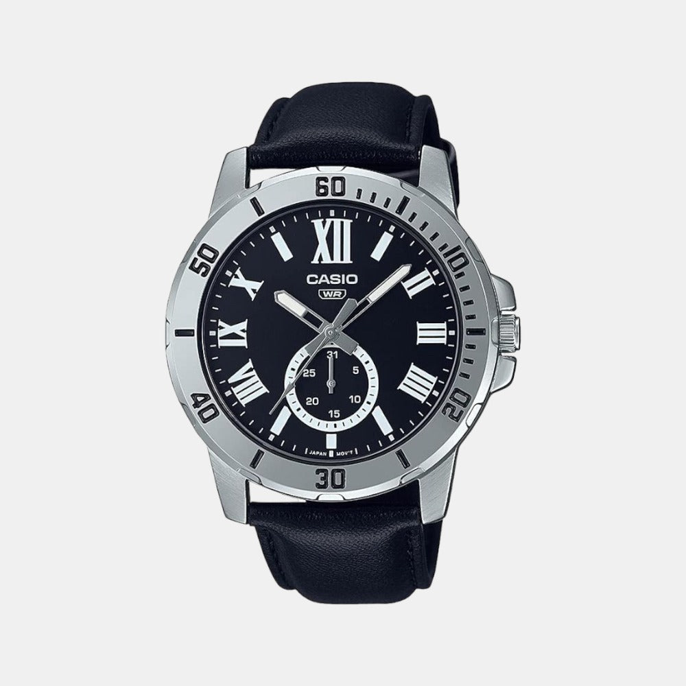 Enticer Men Quartz Black Dial Chronograph Leather Watch A2072