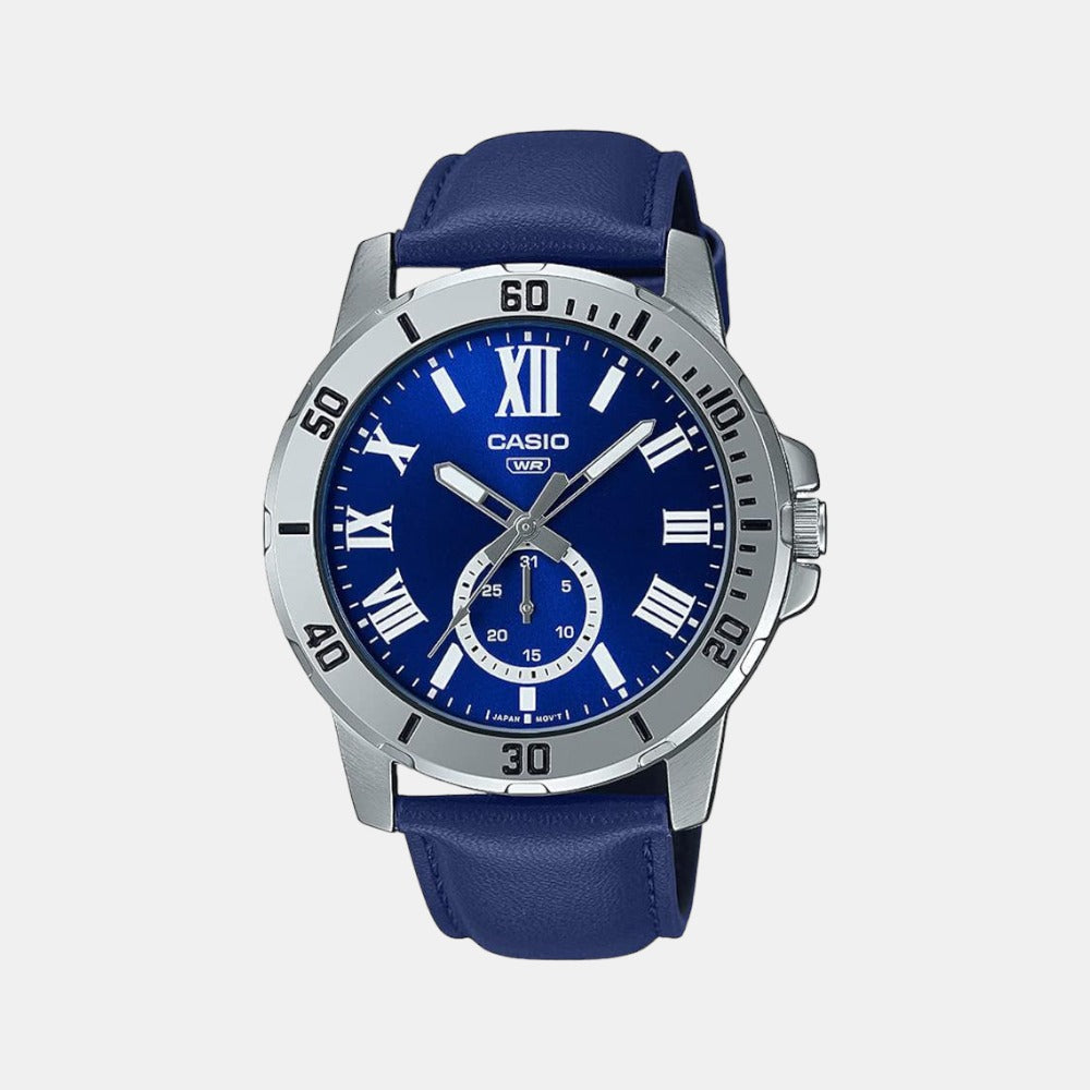 Enticer Men Quartz Blue Dial Chronograph Leather Watch A2073