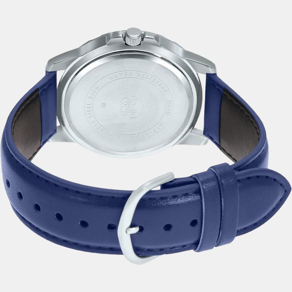 Enticer Men Quartz Blue Dial Chronograph Leather Watch A2073
