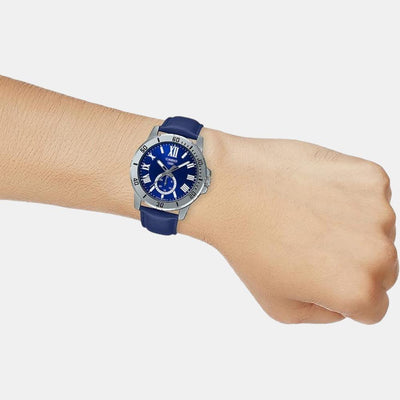 Enticer Men Quartz Blue Dial Chronograph Leather Watch A2073