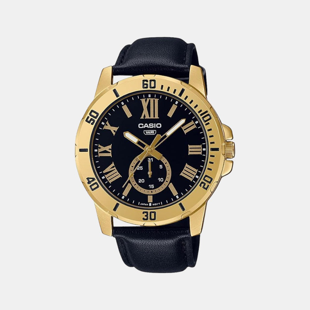 Enticer Men Quartz Black Dial Chronograph Leather Watch A2074
