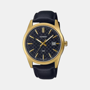 Enticer Men Quartz Black Dial Analog Leather Watch A2096