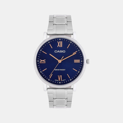 Enticer Men Quartz Blue Dial Analog Stainless Steel Watch A2154