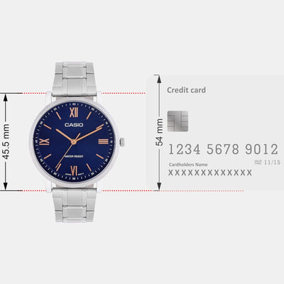 Enticer Men Quartz Blue Dial Analog Stainless Steel Watch A2154
