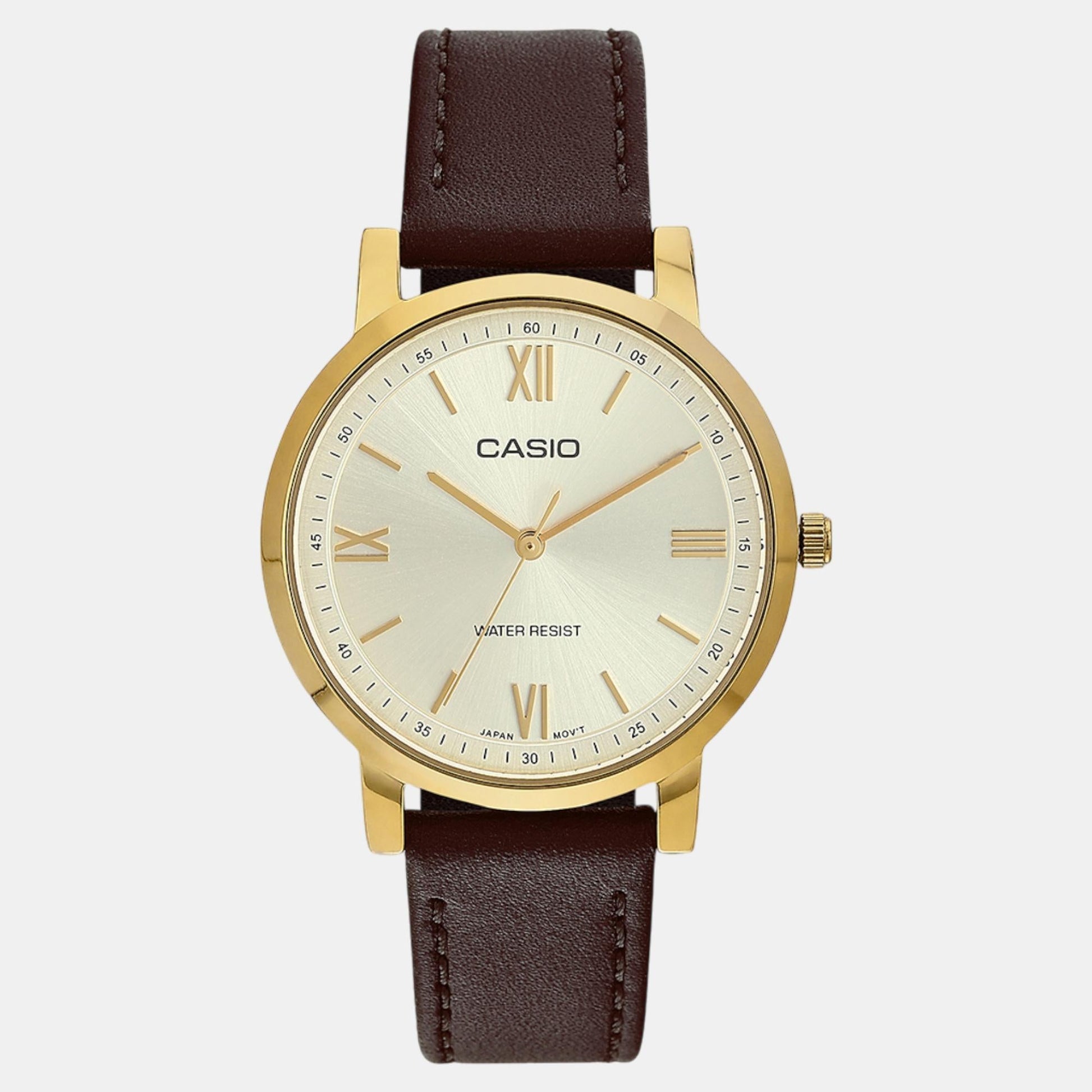 Enticer Men Quartz Gold Dial Analog Leather Watch A2158