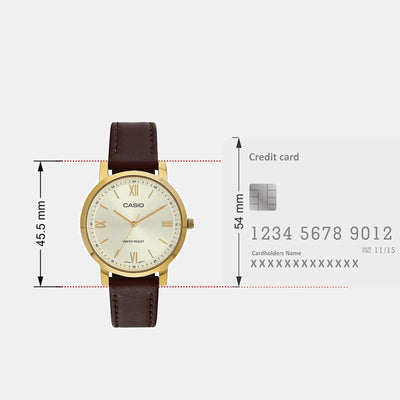 Enticer Men Quartz Gold Dial Analog Leather Watch A2158