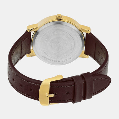 Enticer Men Quartz Gold Dial Analog Leather Watch A2158
