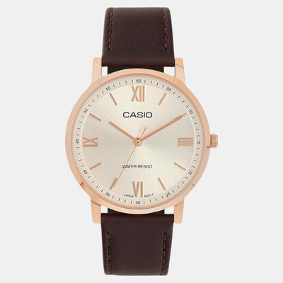 Enticer Men Quartz Silver Dial Analog Leather Watch A2162