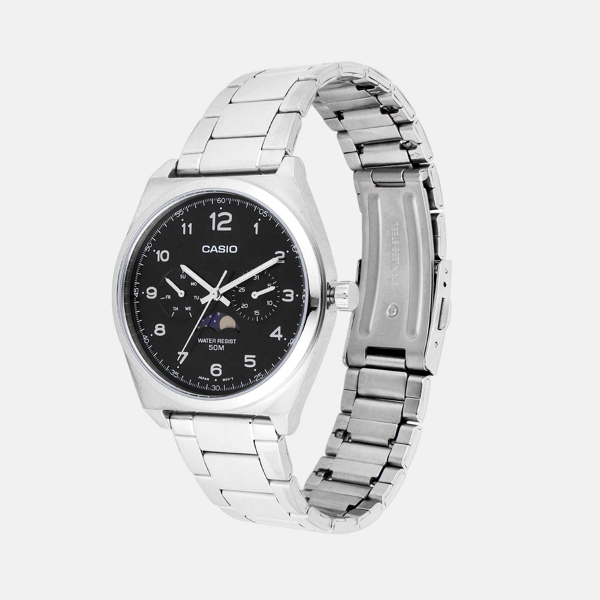 Enticer Men Quartz Black Dial Chronograph Stainless Steel Watch A2172