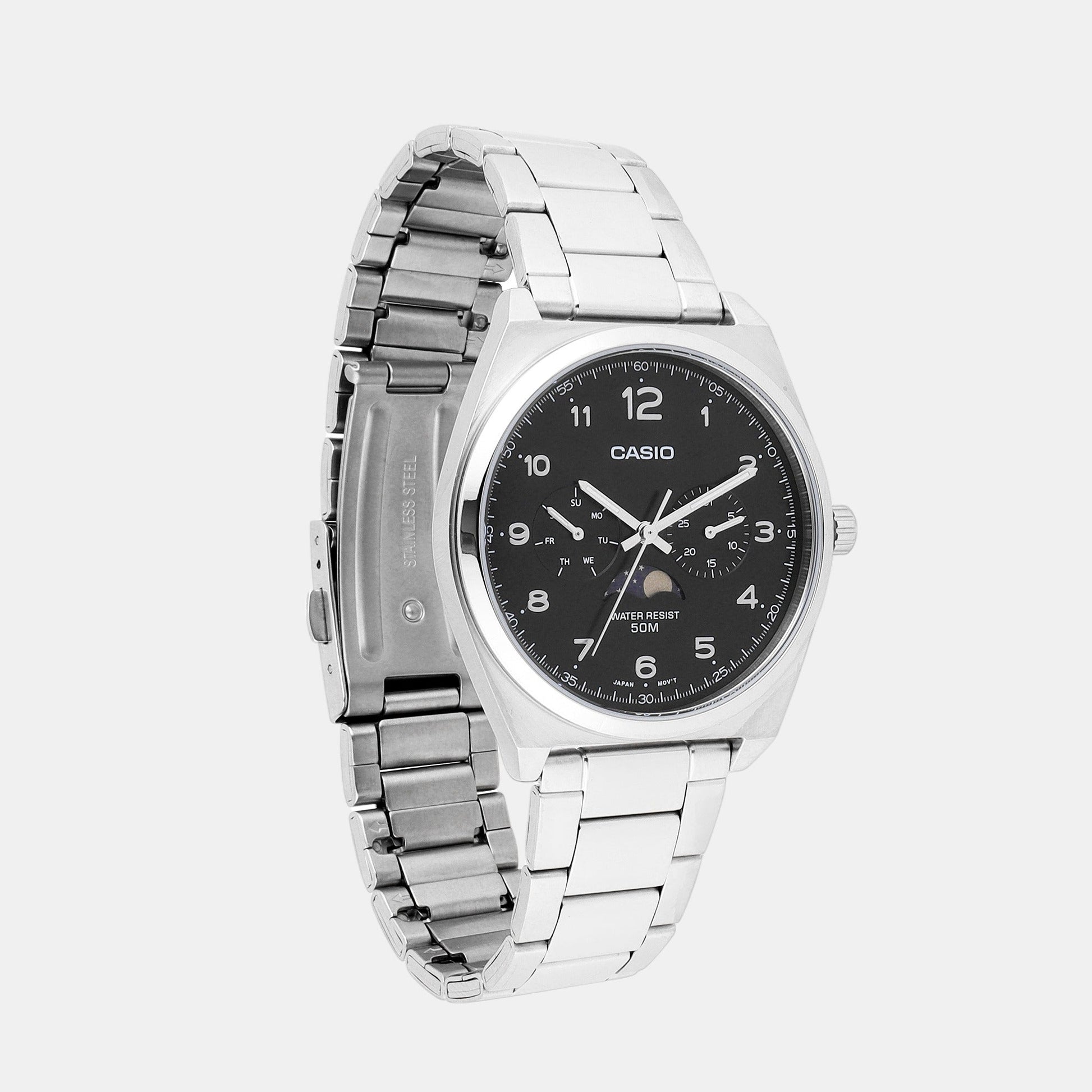 Enticer Men Quartz Black Dial Chronograph Stainless Steel Watch A2172
