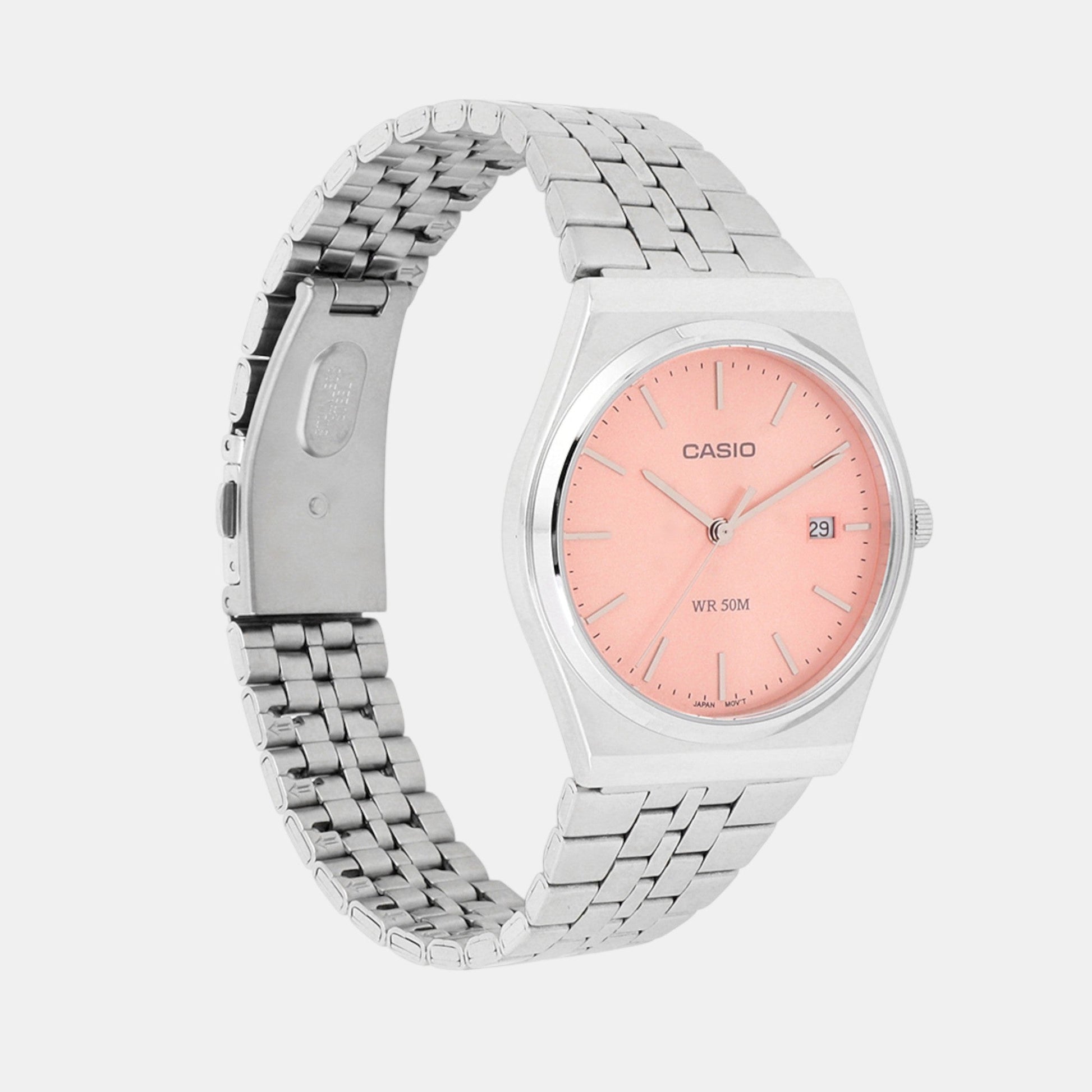 Enticer Men Quartz Pink Dial Analog Stainless Steel Watch A2200