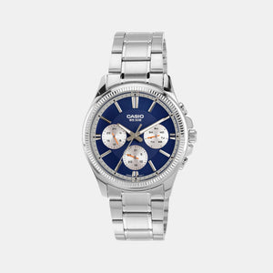 Enticer Men Quartz Blue Dial Multi-Function Stainless Steel Watch A2228