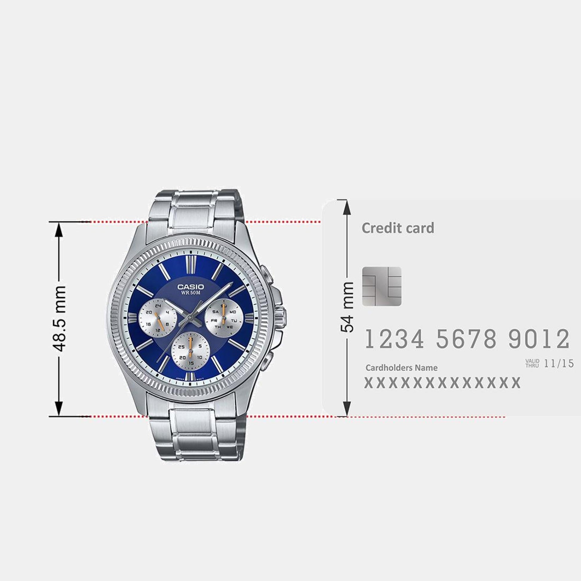 Enticer Men Quartz Blue Dial Multi-Function Stainless Steel Watch A2228