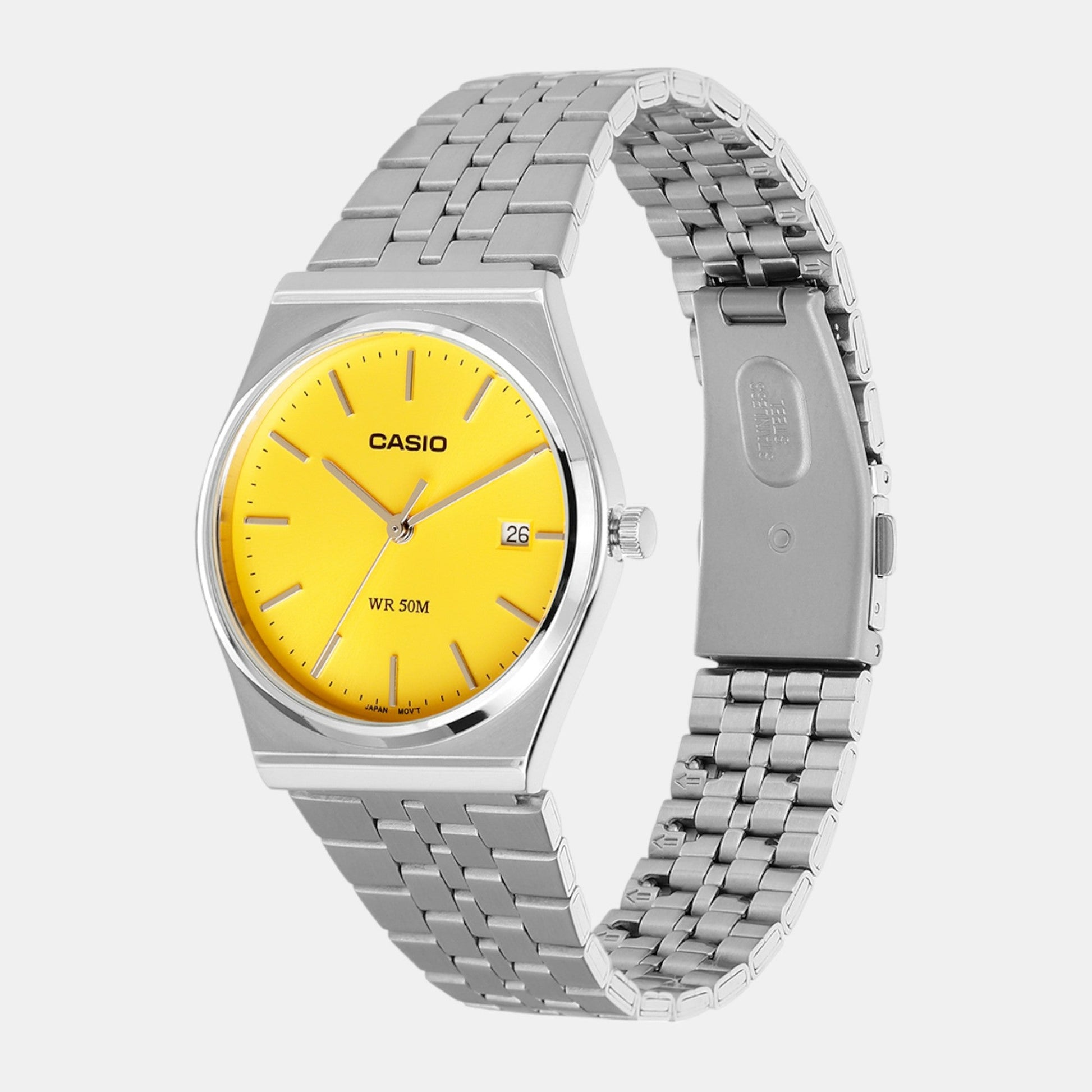 Enticer Men Quartz Yellow Dial Analog Stainless Steel Watch A2238