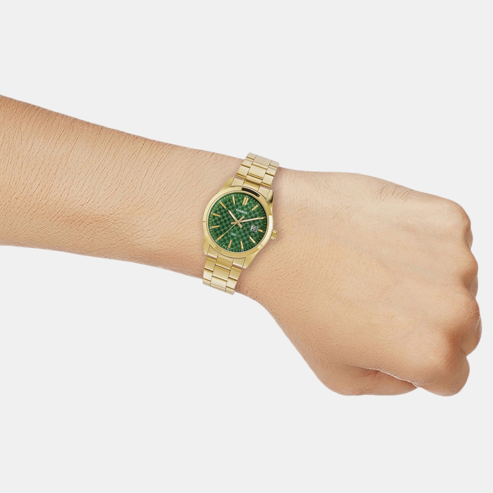 Enticer Men Quartz Green Dial Analog Stainless Steel Watch A2246