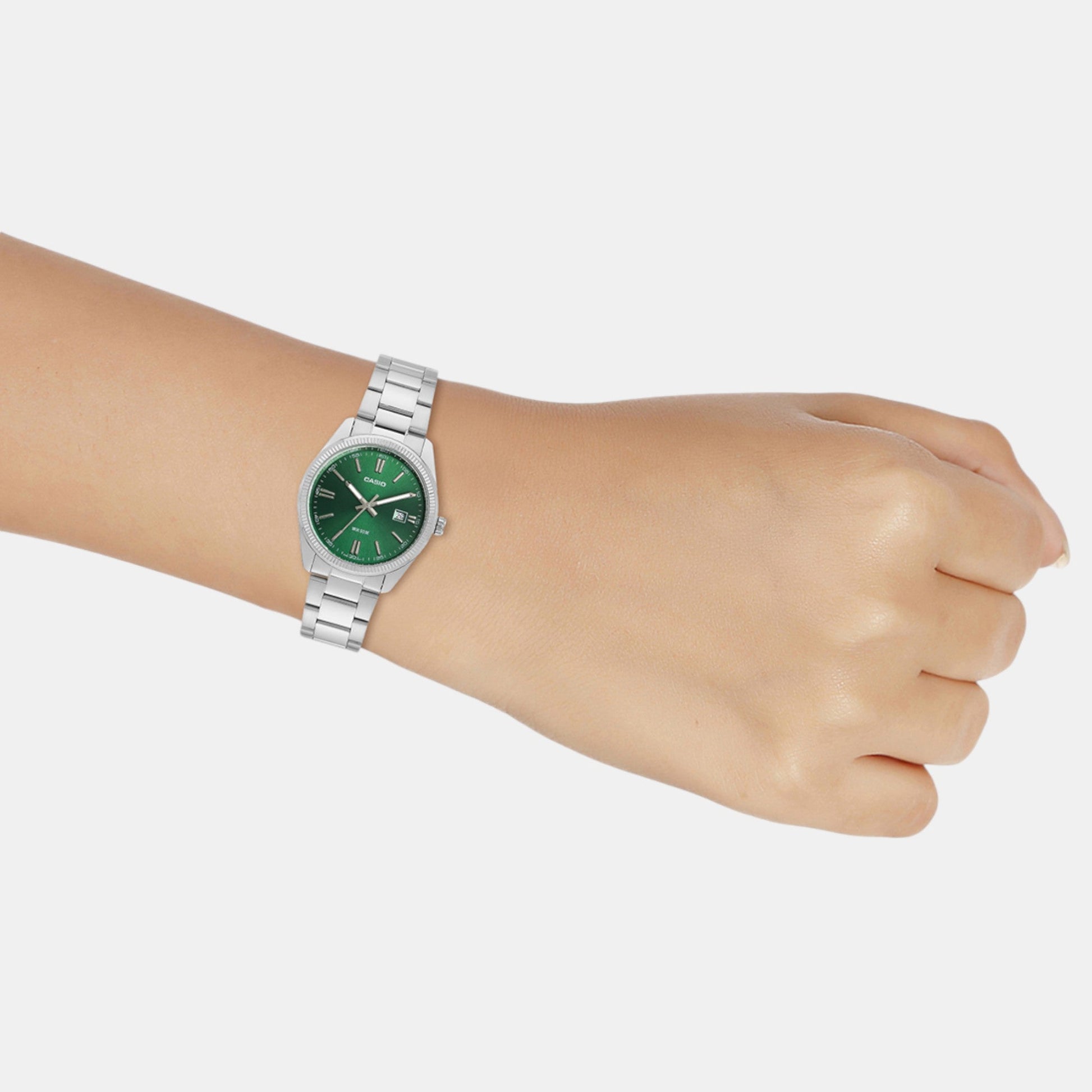 Enticer Men Quartz Green Dial Analog Stainless Steel Watch A2262