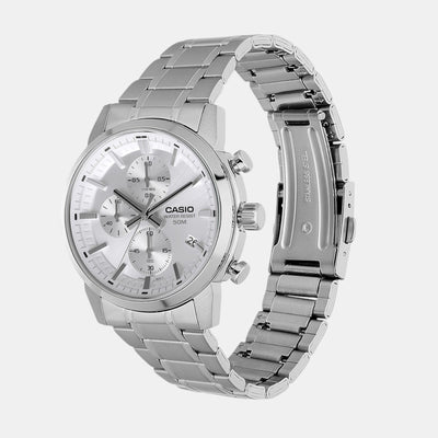 Enticer Men Quartz Silver Dial Chronograph Stainless Steel Watch A2305