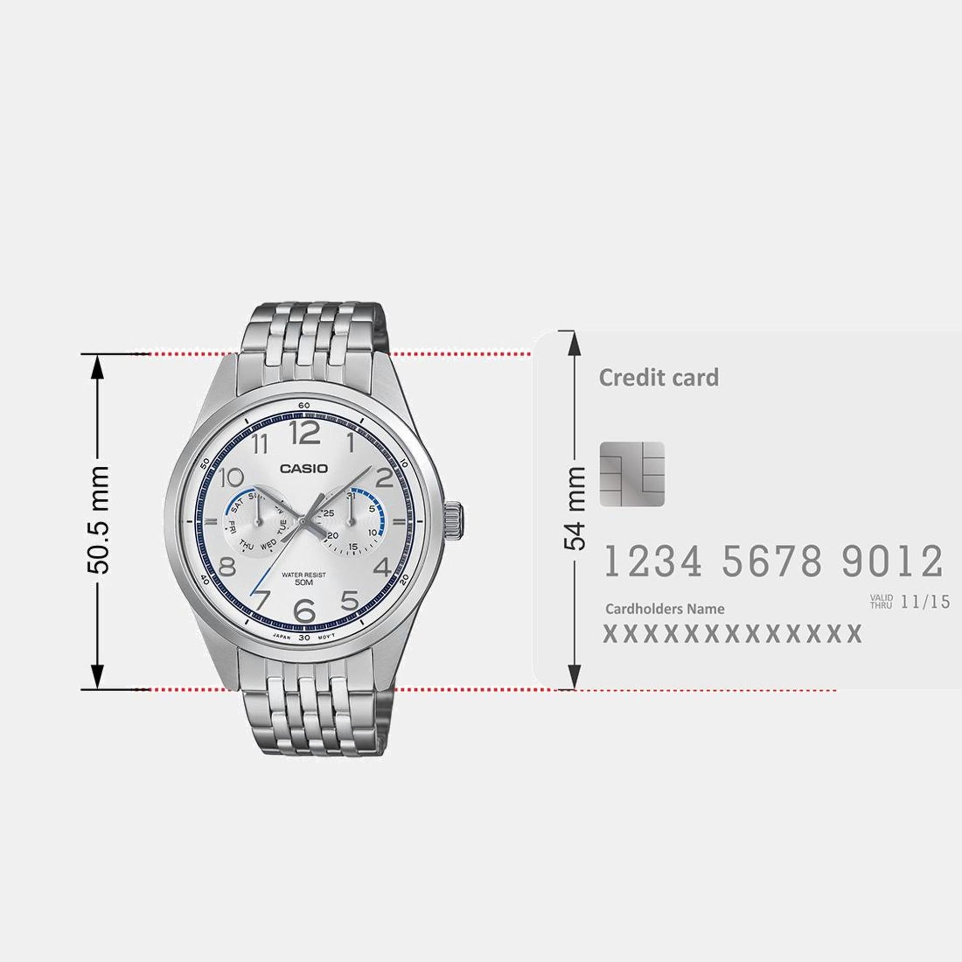 Enticer Men Quartz White Dial Multi-Function Stainless Steel Watch A2333