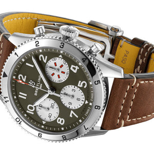 Breitling Classic Avi Chronograph Curtiss Warhawk Green Dial Men 42mm