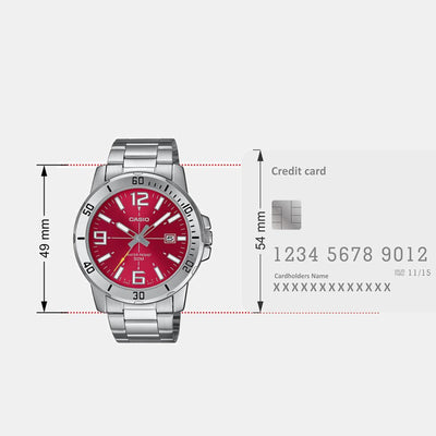 Enticer Men Quartz Red Dial Analog Stainless Steel Watch A2338