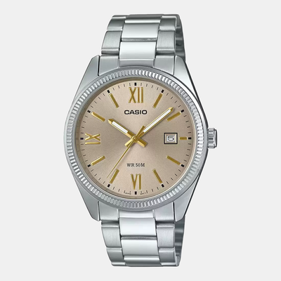 Enticer Men Quartz Beige Dial Analog Stainless Steel Watch A2343