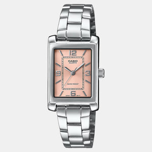 Enticer Women Quartz Peach Dial Analog Stainless Steel Watch A2355