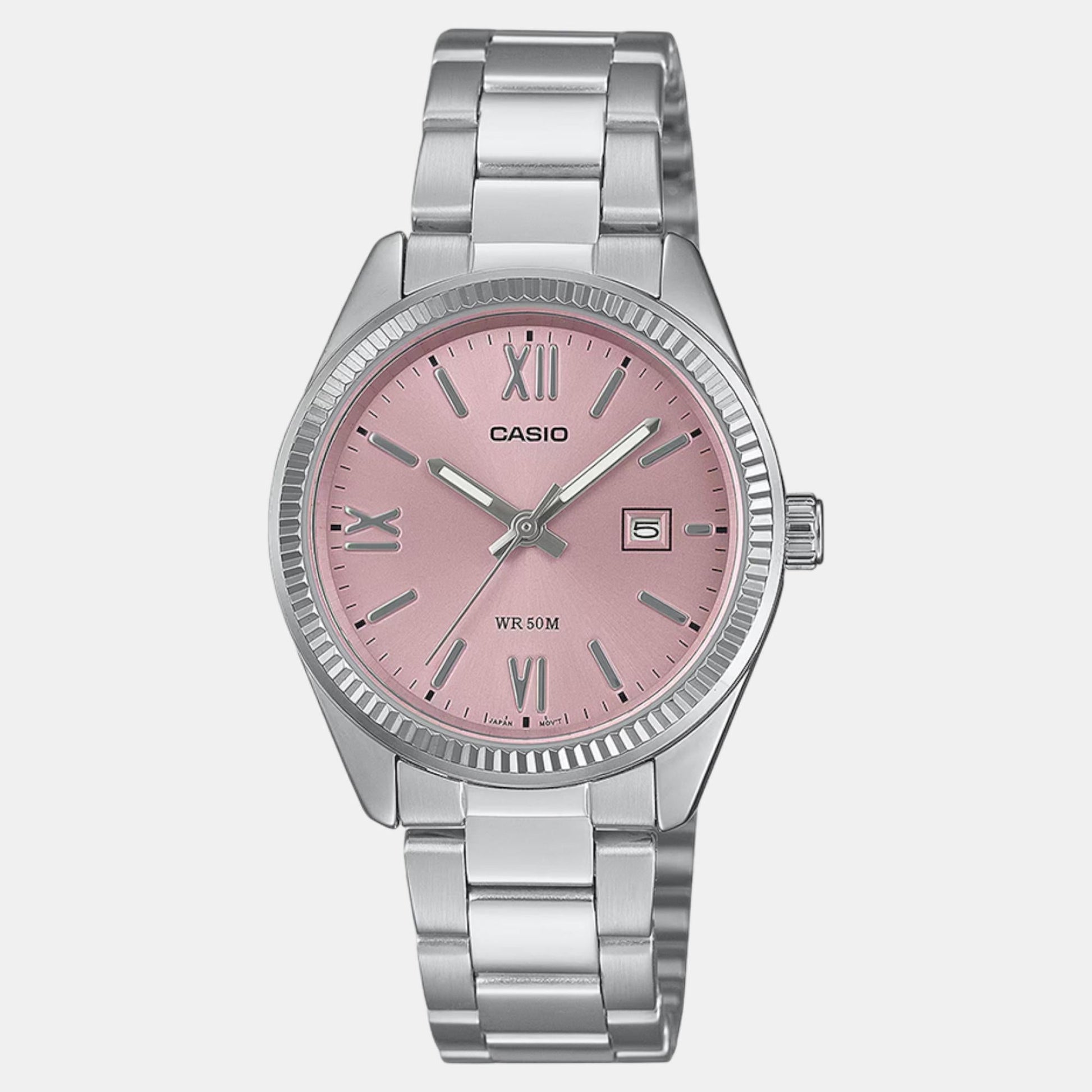 Enticer Women Quartz Pink Dial Analog Stainless Steel Watch A2360