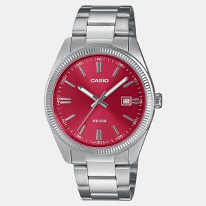 Enticer Men Quartz Red Dial Analog Stainless Steel Watch A2367