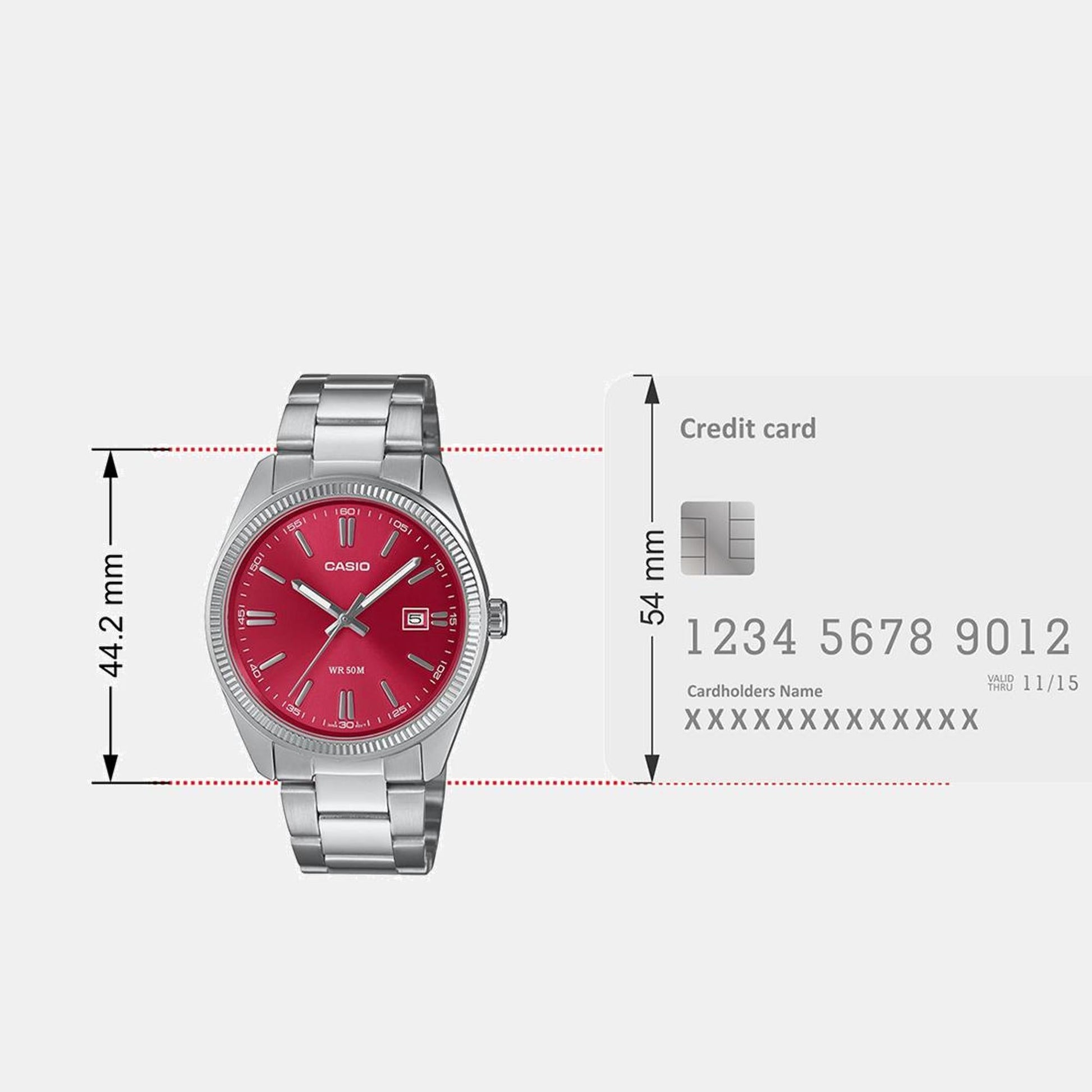 Enticer Men Quartz Red Dial Analog Stainless Steel Watch A2367
