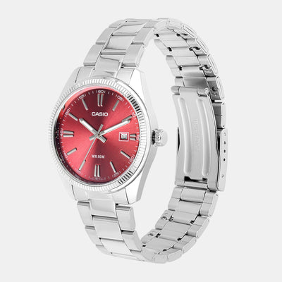 Enticer Men Quartz Red Dial Analog Stainless Steel Watch A2367