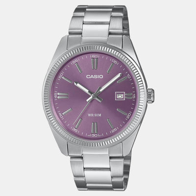 Enticer Men Quartz Purple Dial Analog Stainless Steel Watch A2368