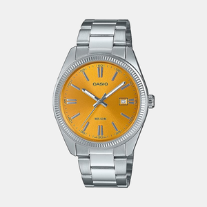 Enticer Men Quartz Yellow Dial Analog Stainless Steel Watch A2369