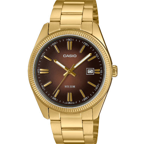 Casio Enticer Brown Dial Men 38.5mm A2375 MTP-1302PGC-5AV