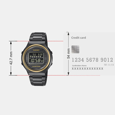 Enticer Men Quartz Black Dial Digital Stainless Steel Watch A2380