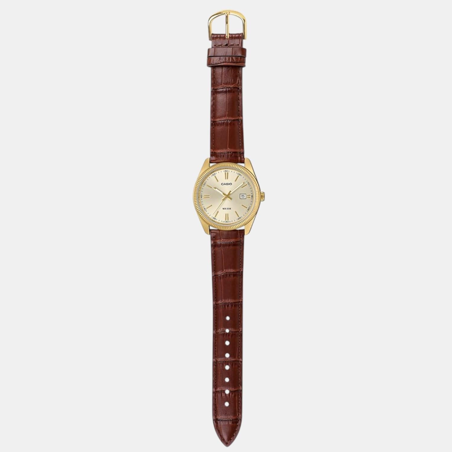 Enticer Men Quartz Gold Dial Analog Leather Watch A2396