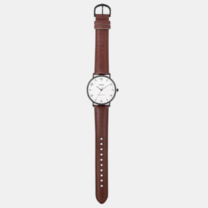 Enticer Men Quartz White Dial Analog Leather Watch A2410