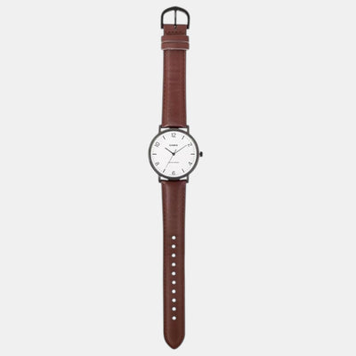 Enticer Men Quartz White Dial Analog Leather Watch A2410