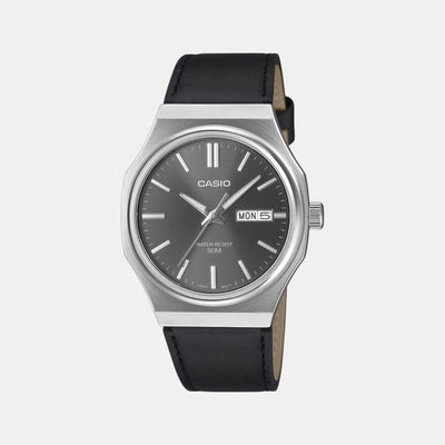 Enticer Men Quartz Grey Dial Analog Leather Watch A2419