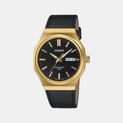 Enticer Men Quartz Black Dial Analog Leather Watch A2420
