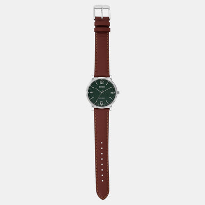 Enticer Men Quartz Green Dial Analog Stainless Steel Watch A2438
