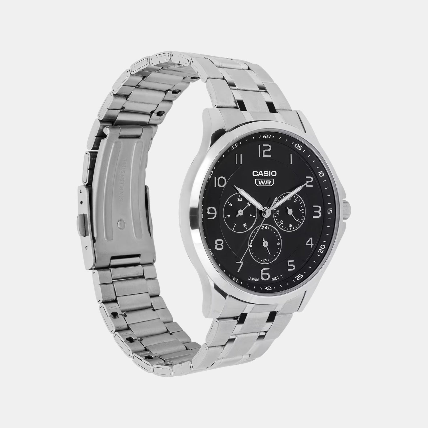 Enticer Men Quartz Black Dial Analog Stainless Steel Watch A2450