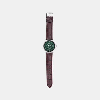 Enticer Men Quartz Green Dial Analog Stainless Steel Watch A2456