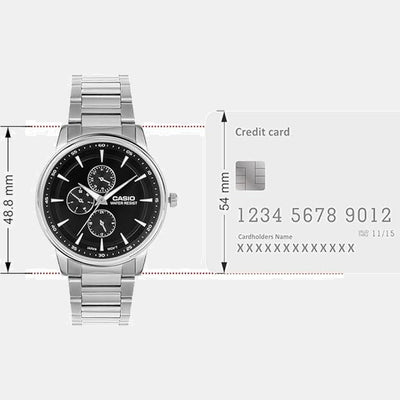 Enticer Men Quartz Black Dial Analog Stainless Steel Watch A2458